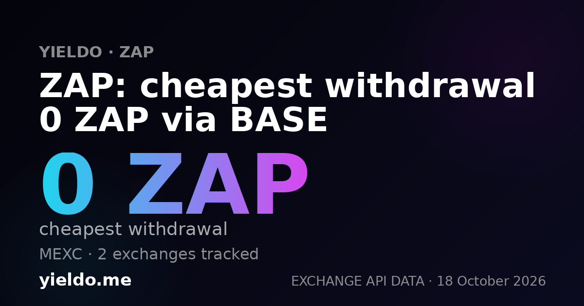 ZAP: cheapest withdrawal 0 ZAP via BASE