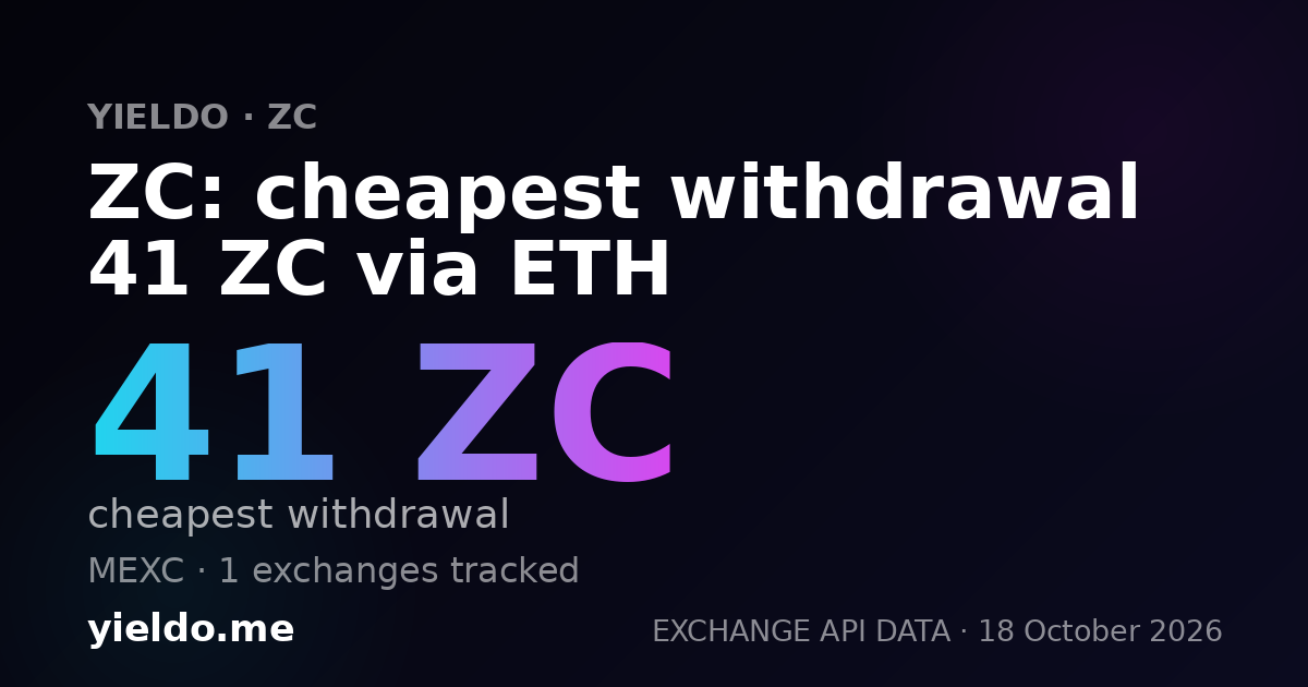 ZC: cheapest withdrawal 41 ZC via ETH
