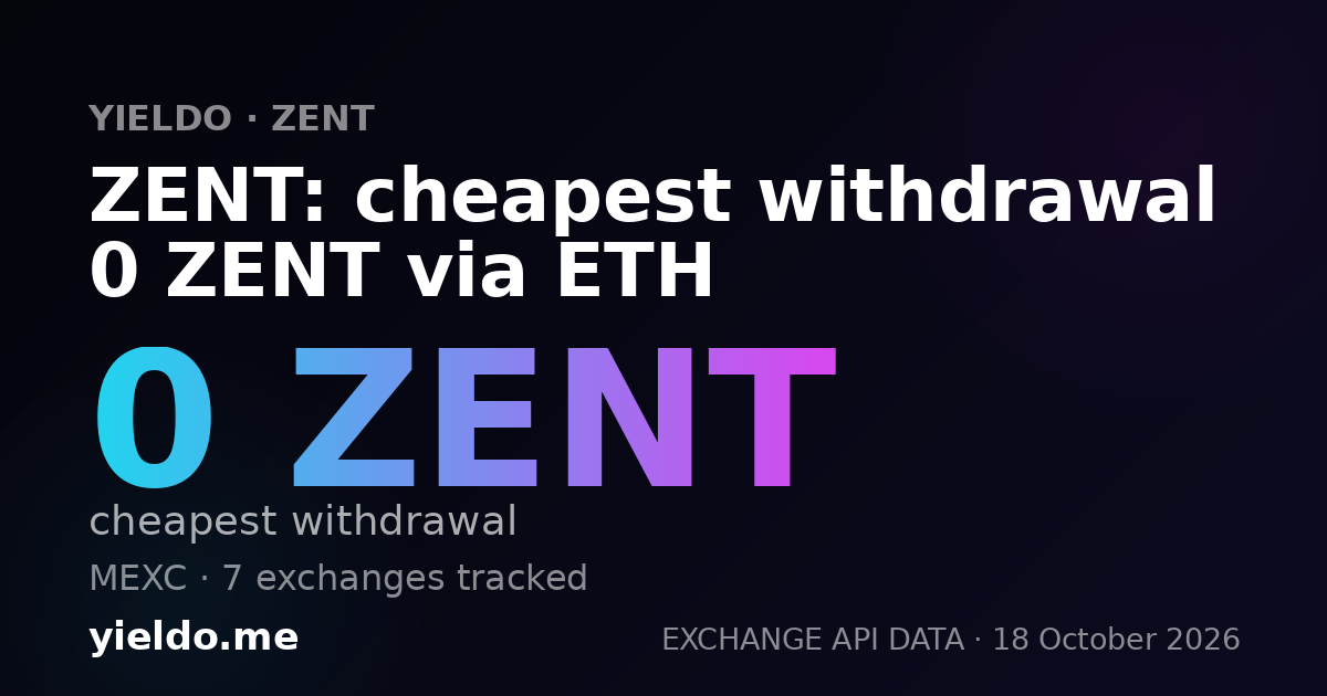 ZENT: cheapest withdrawal 0 ZENT via ETH