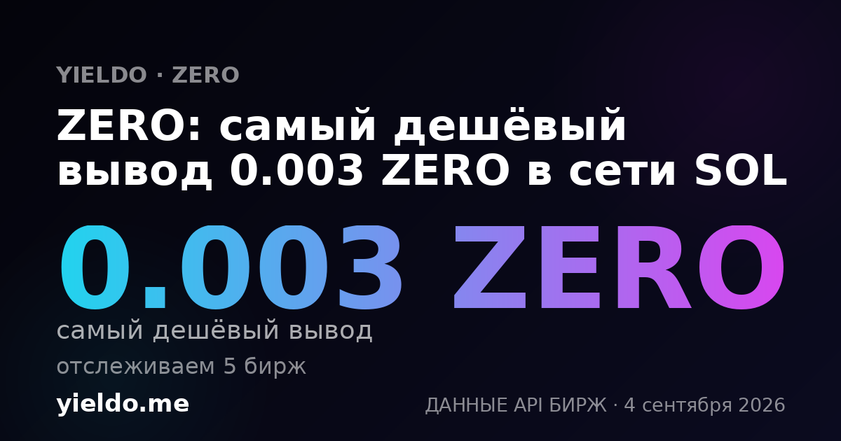 ZERO: самый дешёвый вывод 0.003 ZERO в сети SOL