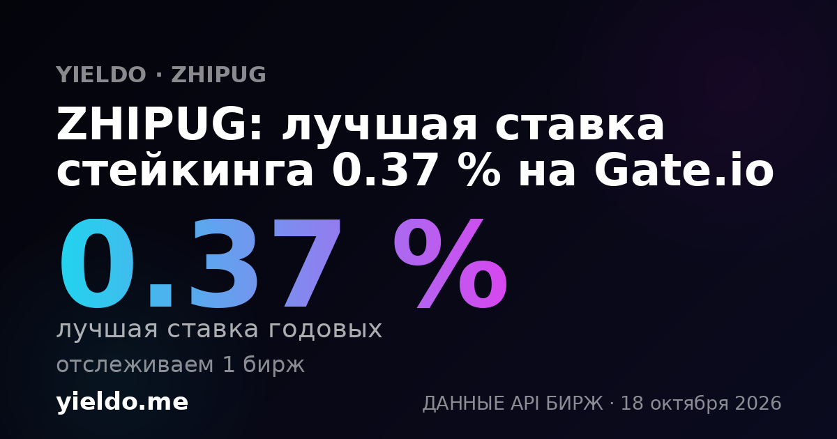 ZHIPUG: лучшая ставка стейкинга 0.39 % на Gate.io