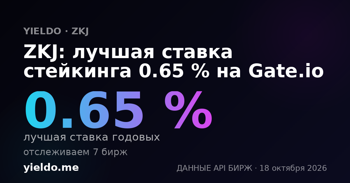 ZKJ: лучшая ставка стейкинга 0.65 % на Gate.io