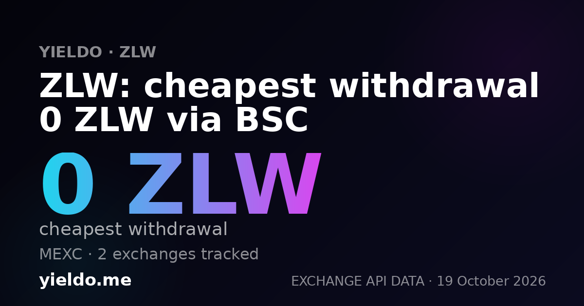 ZLW: cheapest withdrawal 0 ZLW via BSC