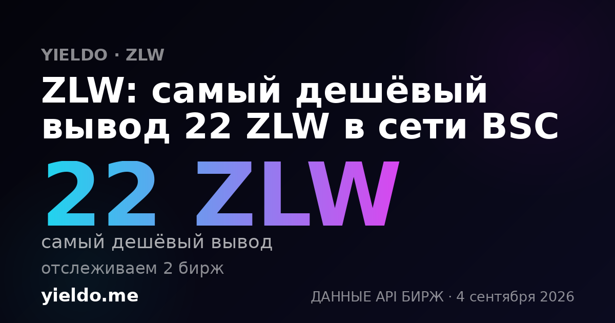 ZLW: самый дешёвый вывод 22 ZLW в сети BSC