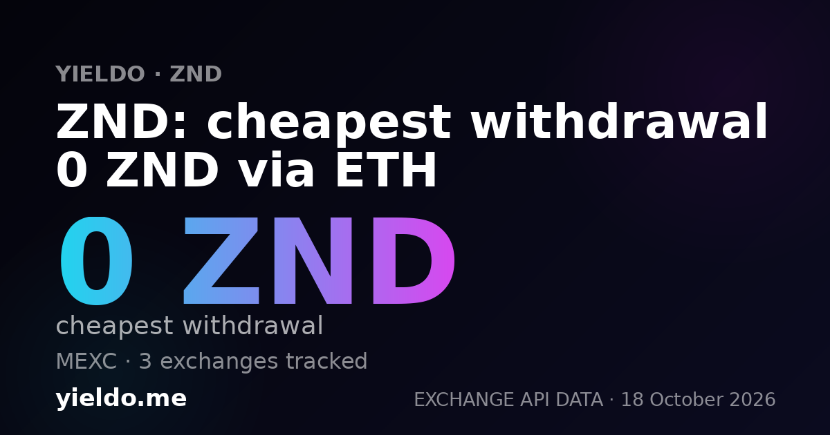ZND: cheapest withdrawal 0 ZND via ETH