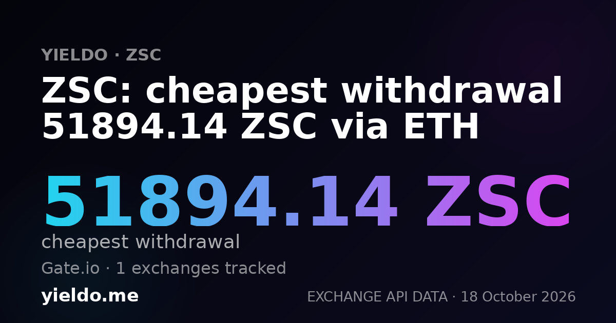 ZSC: cheapest withdrawal 51894.14 ZSC via ETH