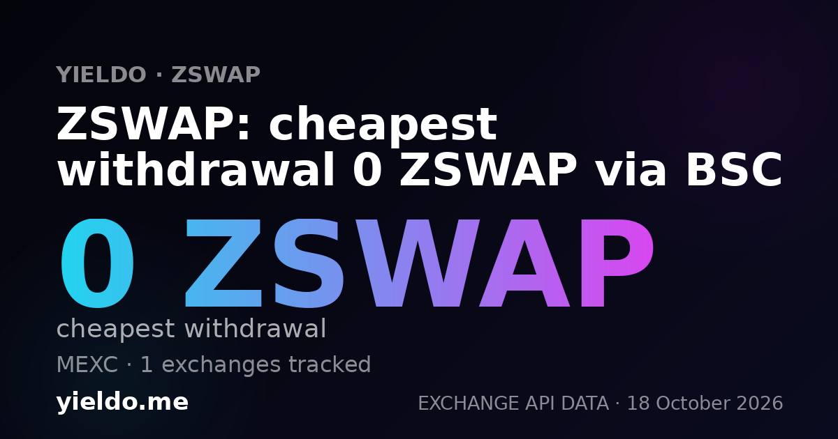 ZSWAP: cheapest withdrawal 0 ZSWAP via BSC