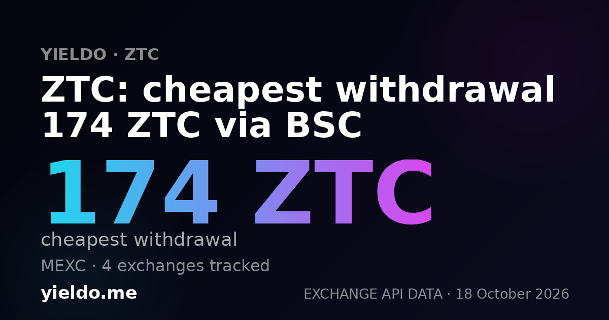 ZTC: cheapest withdrawal 174 ZTC via BSC