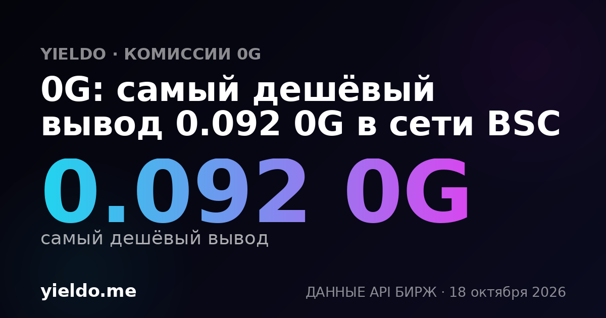 0G: самый дешёвый вывод 0.092 0G в сети BSC