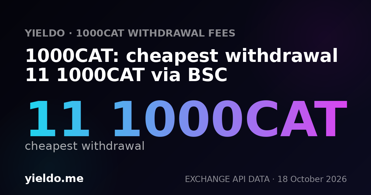 1000CAT: cheapest withdrawal 11 1000CAT via BSC