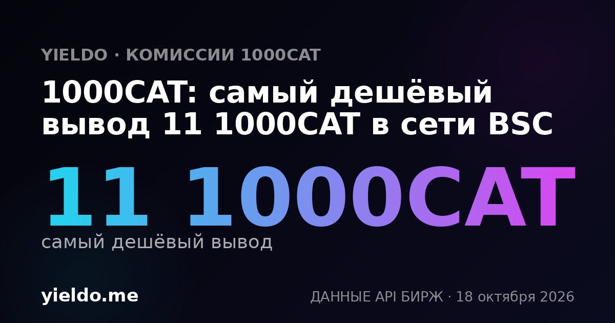 1000CAT: самый дешёвый вывод 11 1000CAT в сети BSC