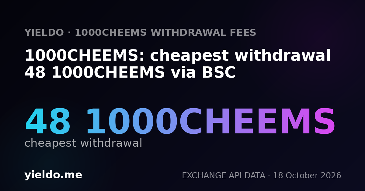 1000CHEEMS: cheapest withdrawal 48 1000CHEEMS via BSC