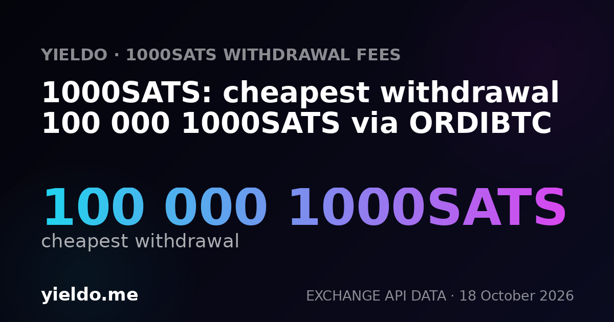 1000SATS: cheapest withdrawal 100 000 1000SATS via ORDIBTC