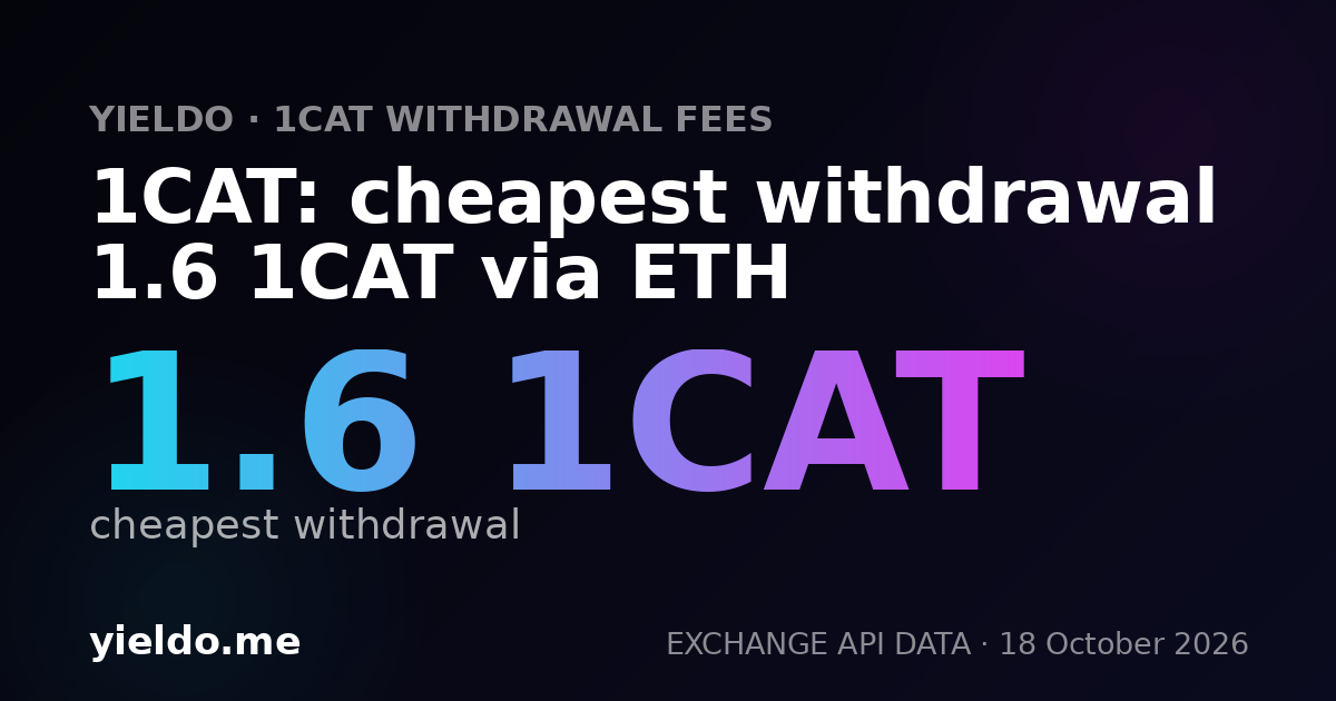 1CAT: cheapest withdrawal 1.6 1CAT via ETH