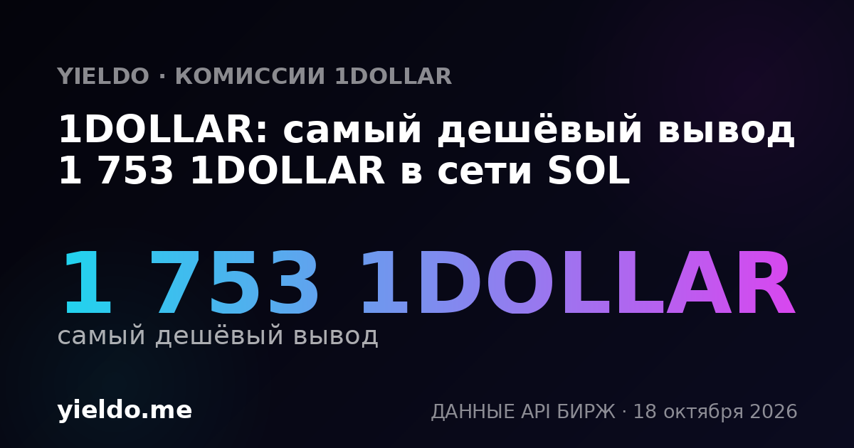 1DOLLAR: самый дешёвый вывод 1 753 1DOLLAR в сети SOL