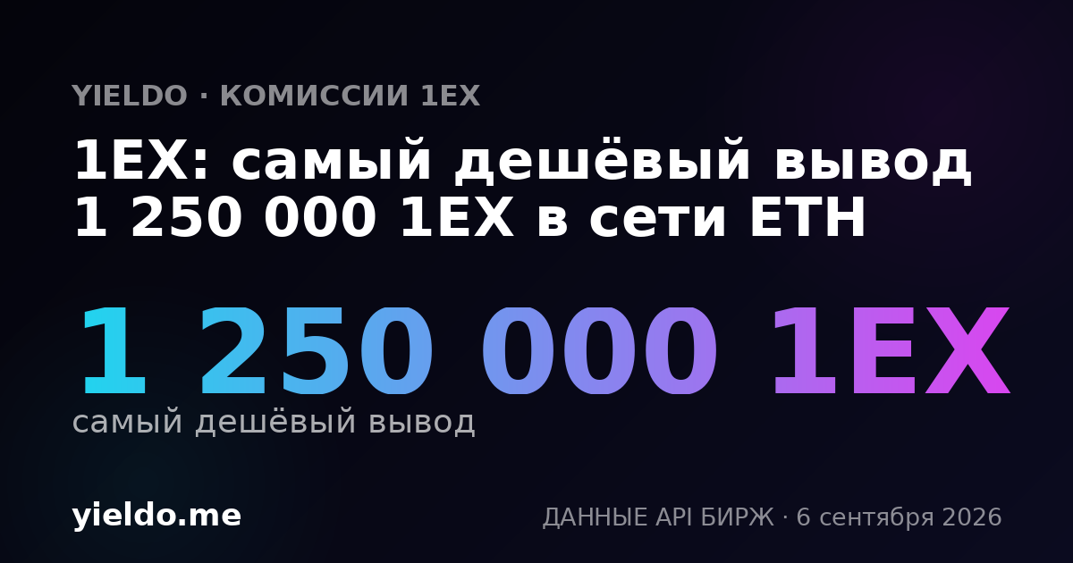 1EX: самый дешёвый вывод 1 250 000 1EX в сети ETH