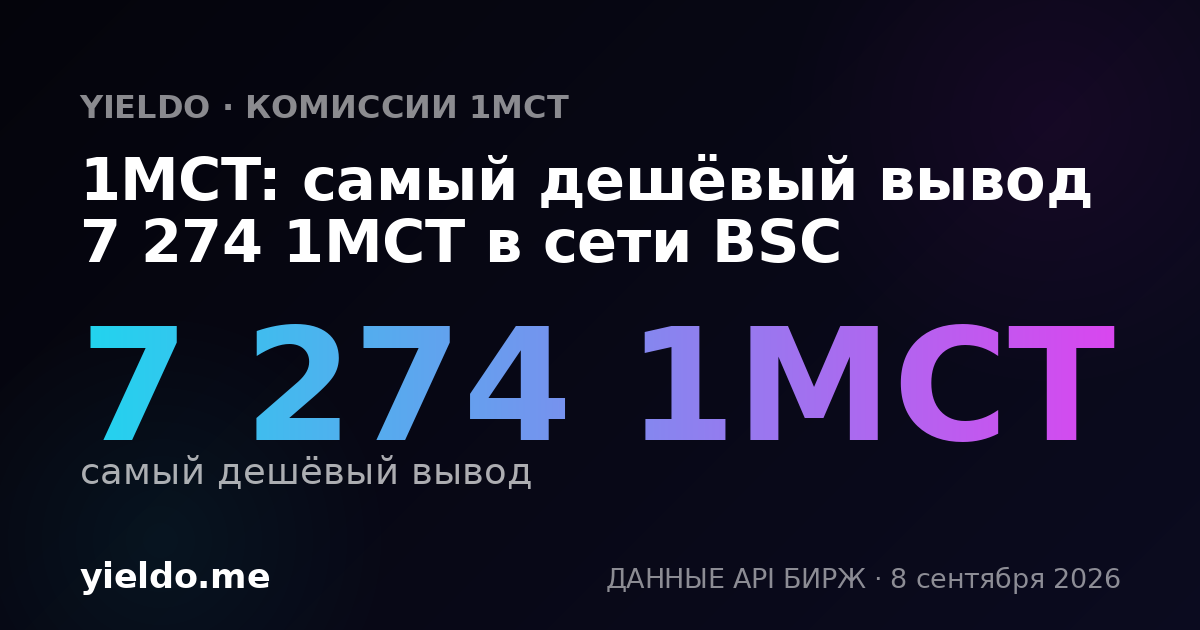 1MCT: самый дешёвый вывод 7 274 1MCT в сети BSC