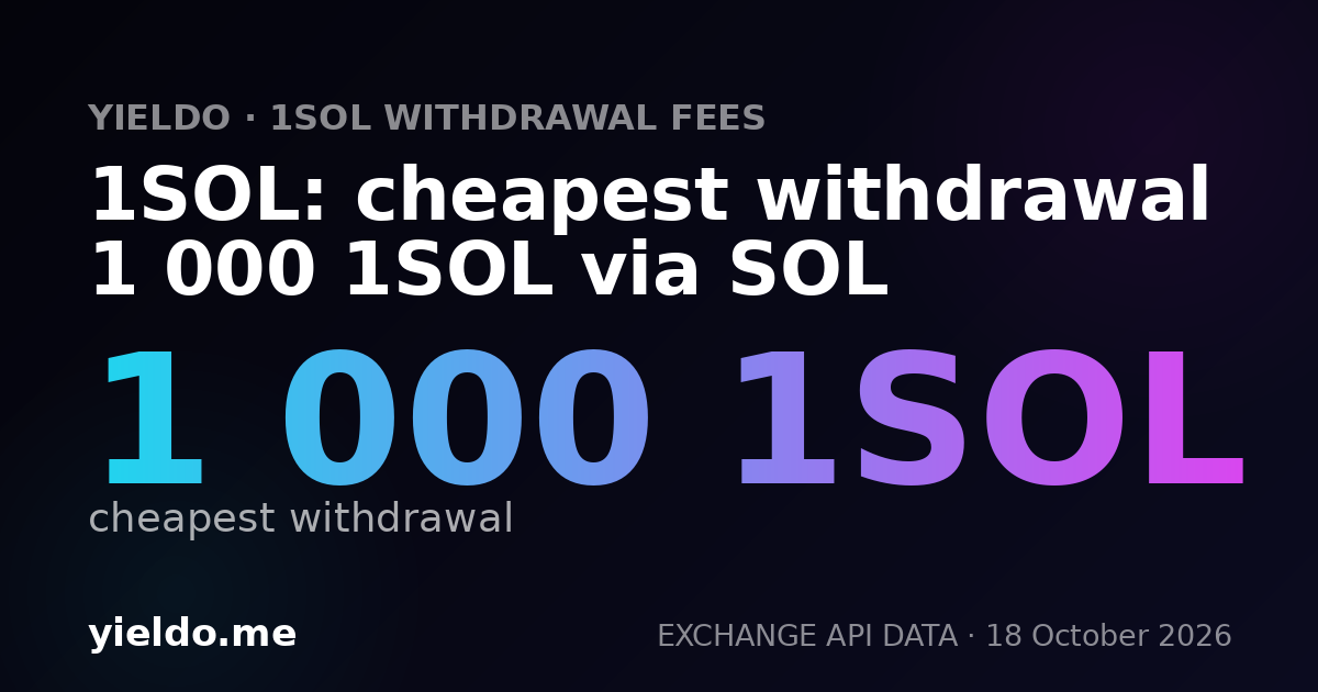 1SOL: cheapest withdrawal 1 000 1SOL via SOL