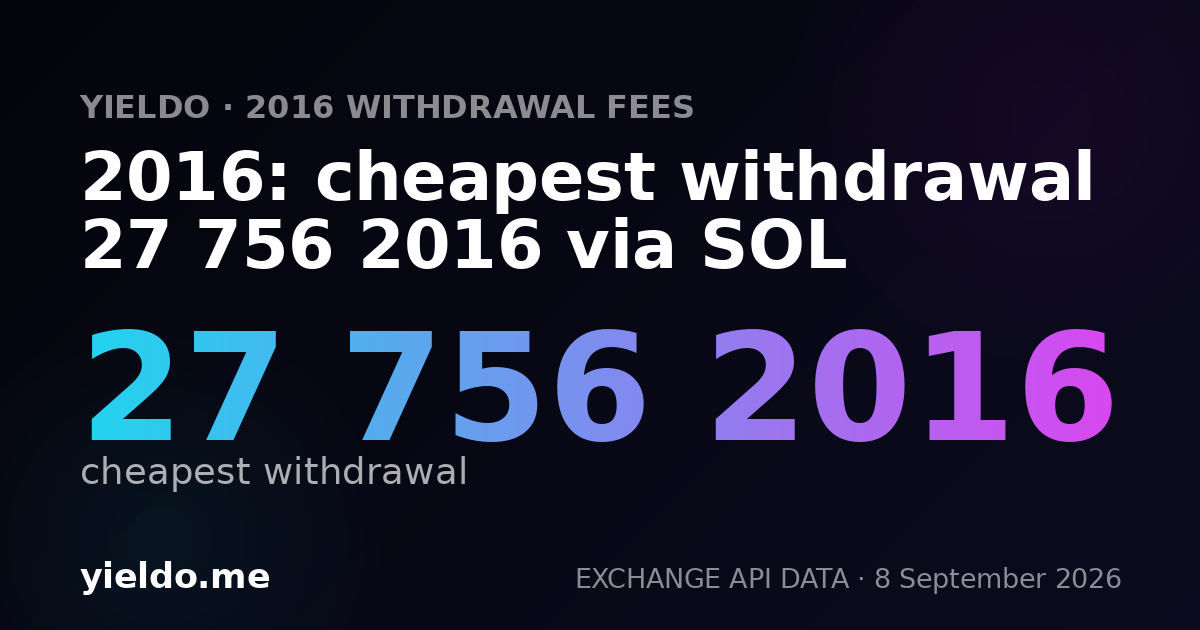 2016: cheapest withdrawal 27 756 2016 via SOL