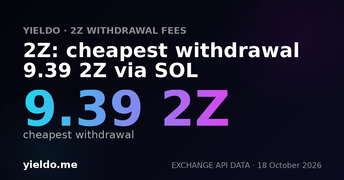 2Z: cheapest withdrawal 9.46 2Z via SOL