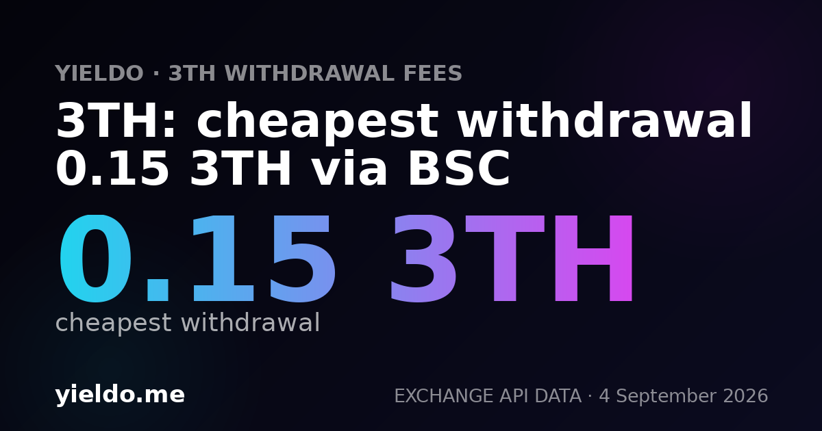 3TH: cheapest withdrawal 0.15 3TH via BSC