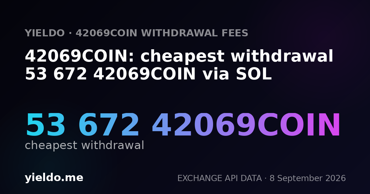 42069COIN: cheapest withdrawal 53 672 42069COIN via SOL