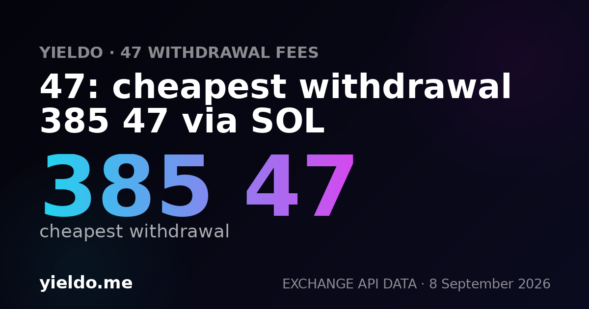 47: cheapest withdrawal 385 47 via SOL