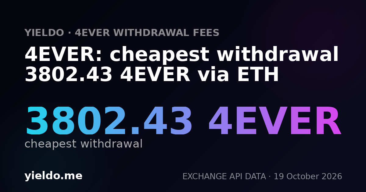 4EVER: cheapest withdrawal 3802.43 4EVER via ETH
