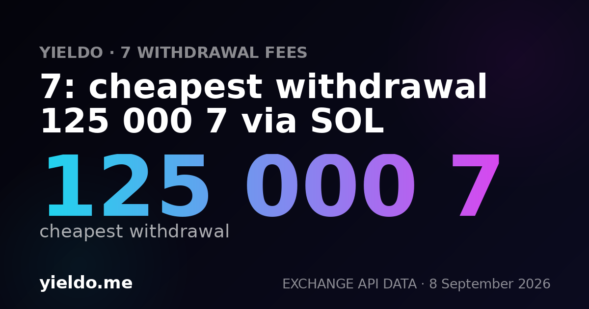 7: cheapest withdrawal 125 000 7 via SOL