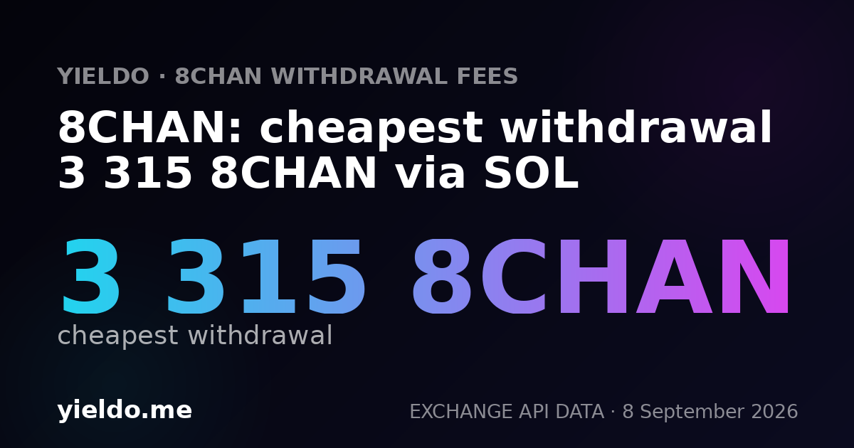 8CHAN: cheapest withdrawal 3 315 8CHAN via SOL