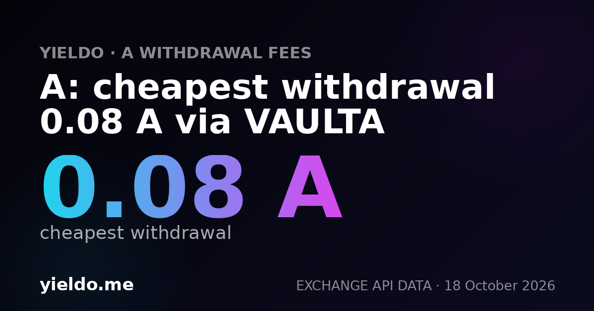 A: cheapest withdrawal 0.08 A via VAULTA