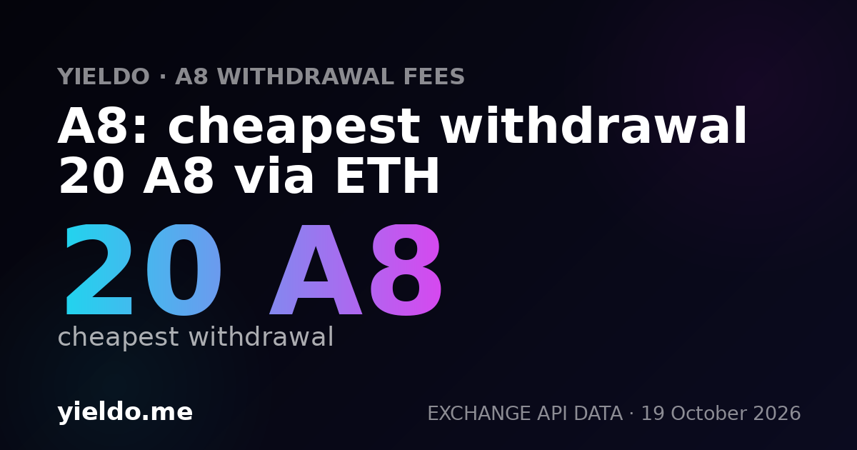 A8: cheapest withdrawal 20 A8 via ETH