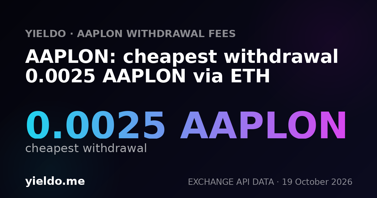 AAPLON: cheapest withdrawal 0.0025 AAPLON via ETH