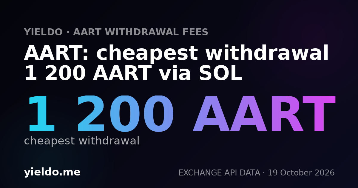 AART: cheapest withdrawal 1 200 AART via SOL