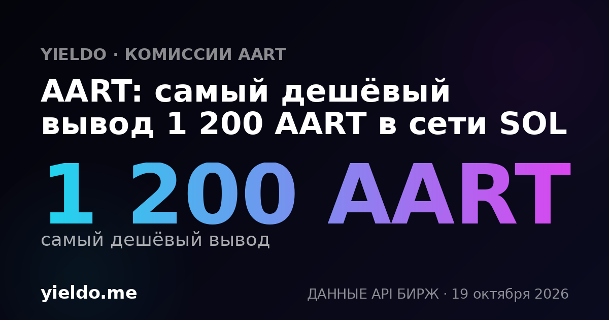 AART: самый дешёвый вывод 1 200 AART в сети SOL
