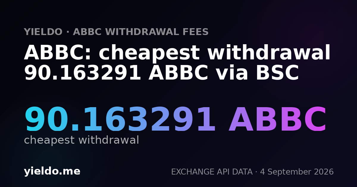 ABBC: cheapest withdrawal 90.163291 ABBC via BSC