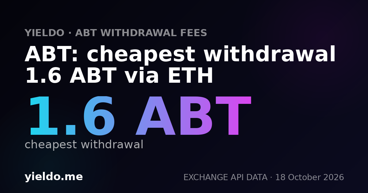 ABT: cheapest withdrawal 1.6 ABT via ETH