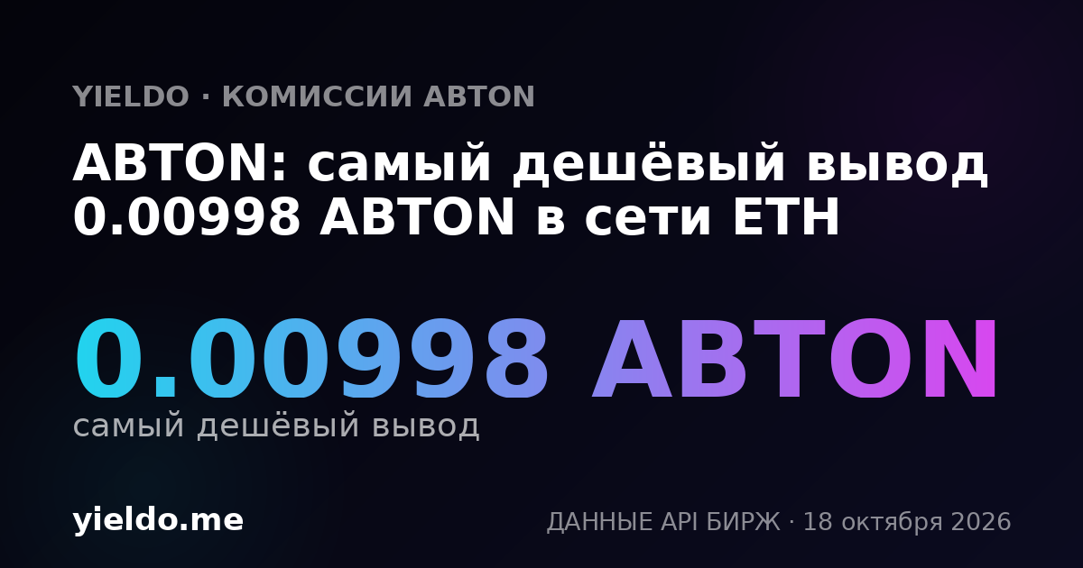 ABTON: самый дешёвый вывод 0.00998 ABTON в сети ETH