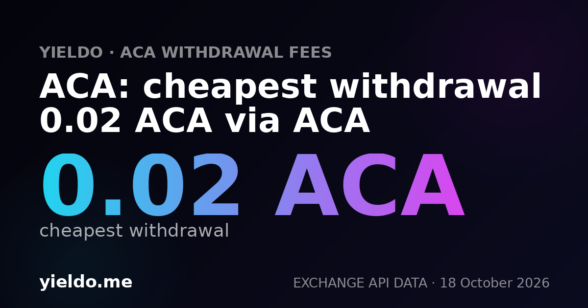 ACA: cheapest withdrawal 0.02 ACA via ACA