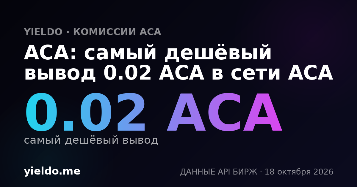 ACA: самый дешёвый вывод 0.02 ACA в сети ACA