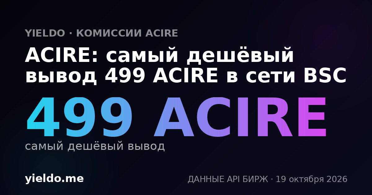 ACIRE: самый дешёвый вывод 499 ACIRE в сети BSC