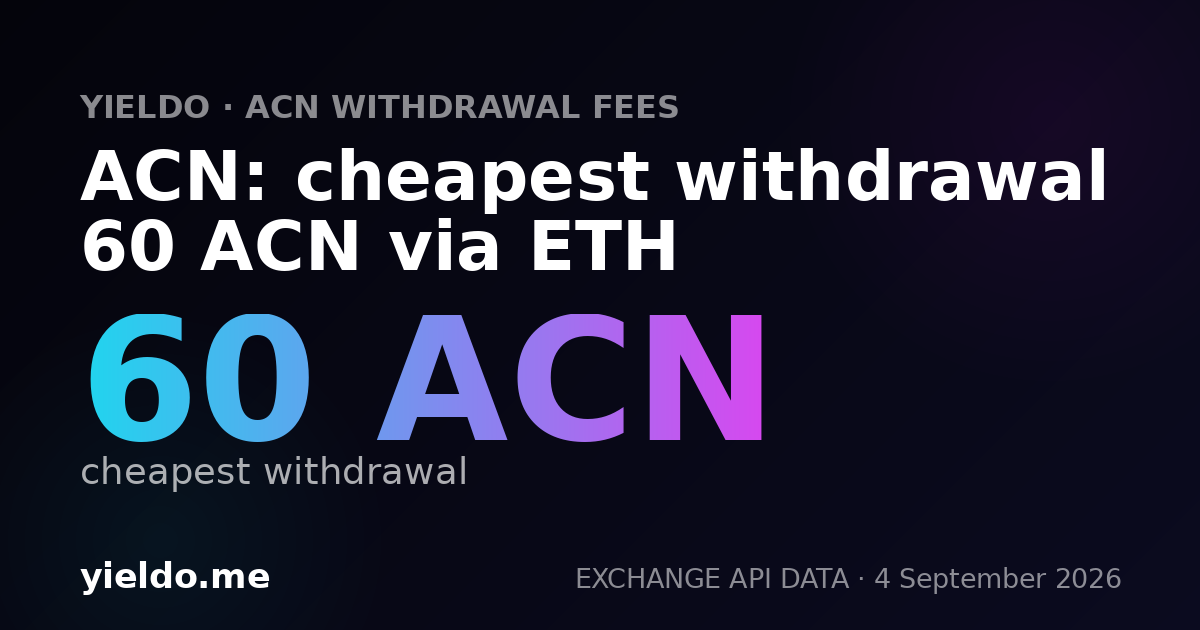 ACN: cheapest withdrawal 60 ACN via ETH
