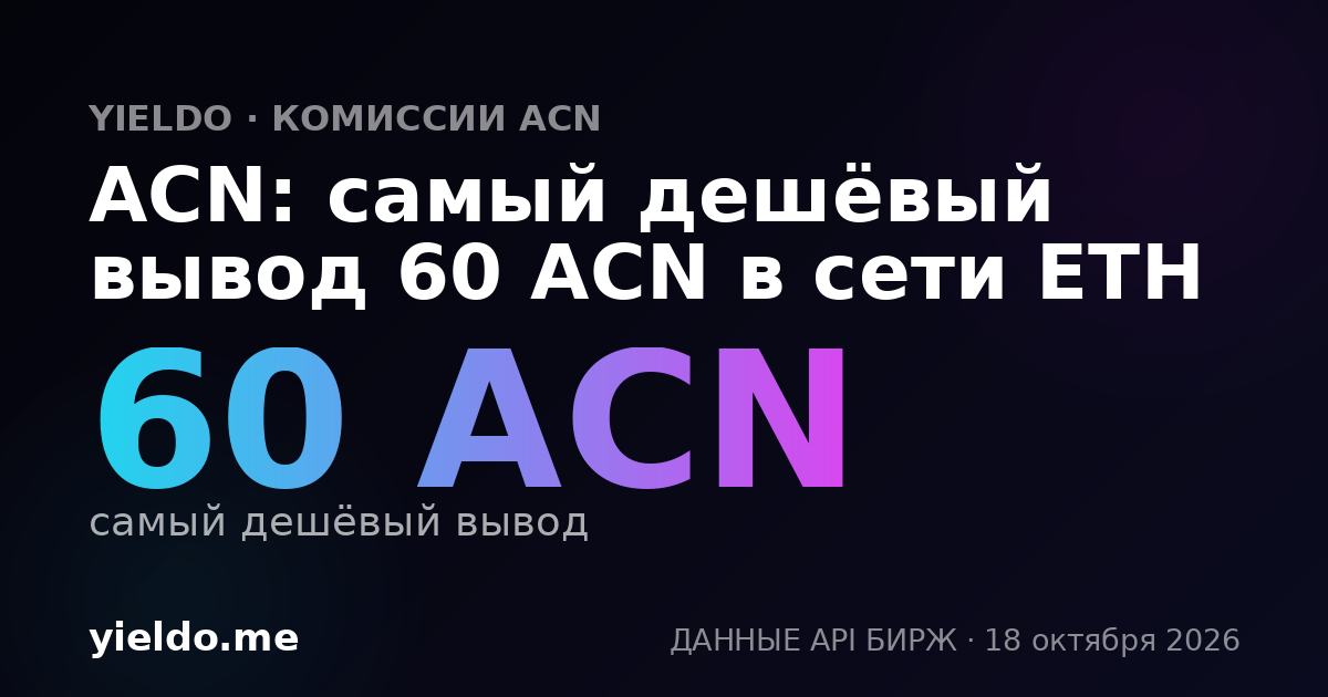 ACN: самый дешёвый вывод 60 ACN в сети ETH