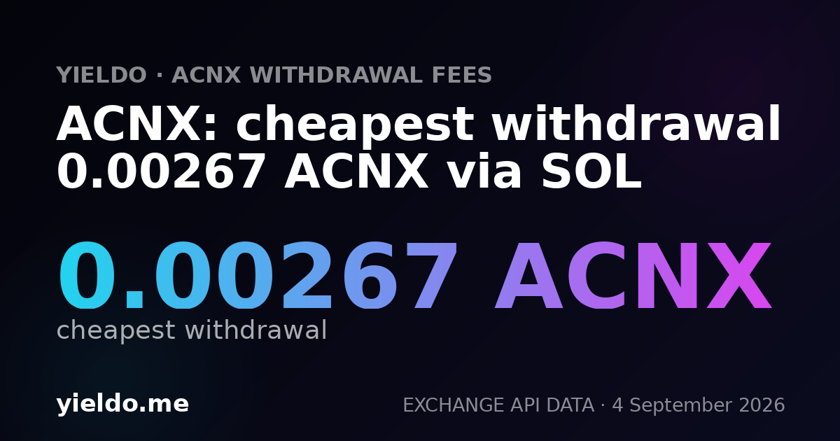 ACNX: cheapest withdrawal 0.00267 ACNX via SOL