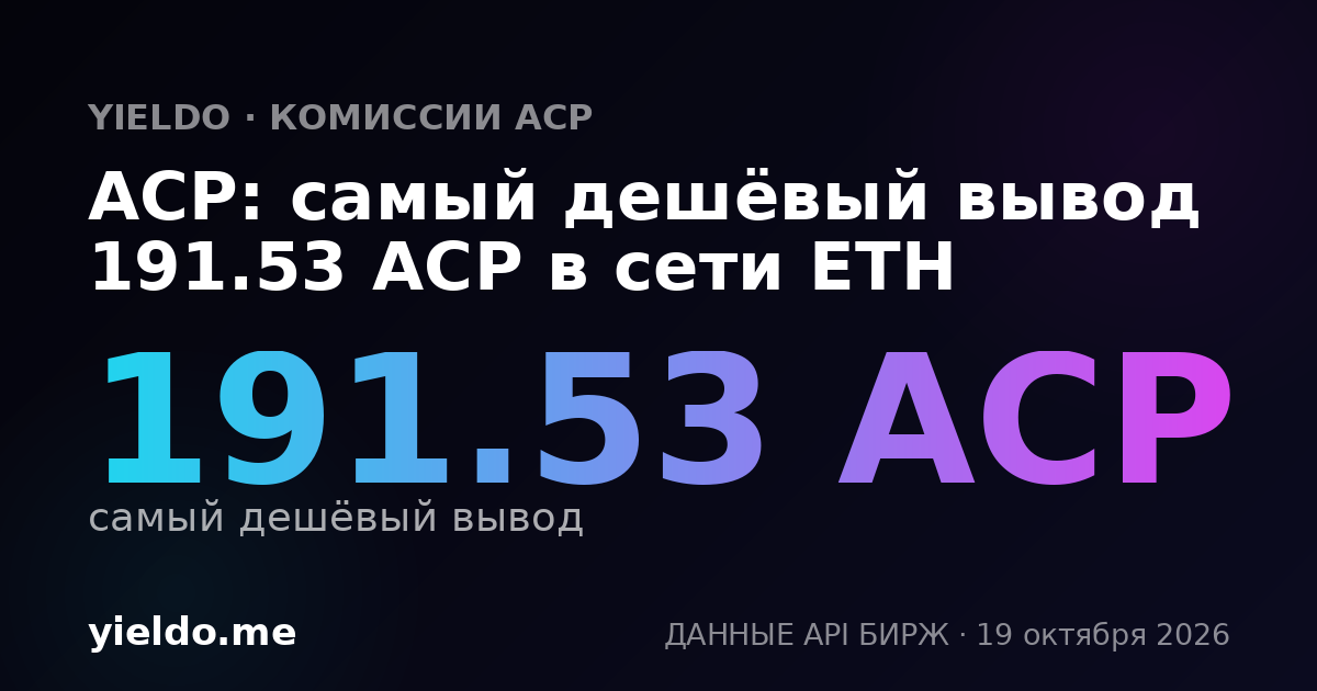 ACP: самый дешёвый вывод 191.53 ACP в сети ETH