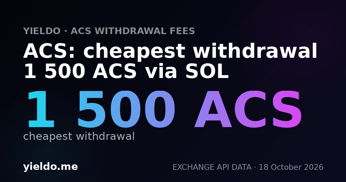 ACS: cheapest withdrawal 1 500 ACS via SOL