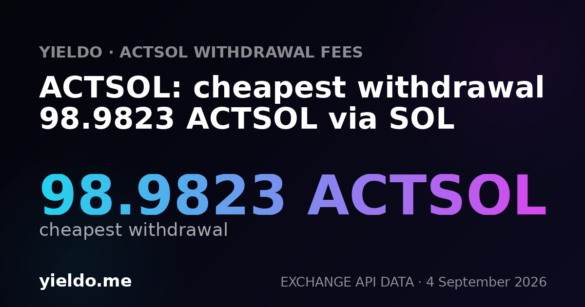 ACTSOL: cheapest withdrawal 98.9823 ACTSOL via SOL