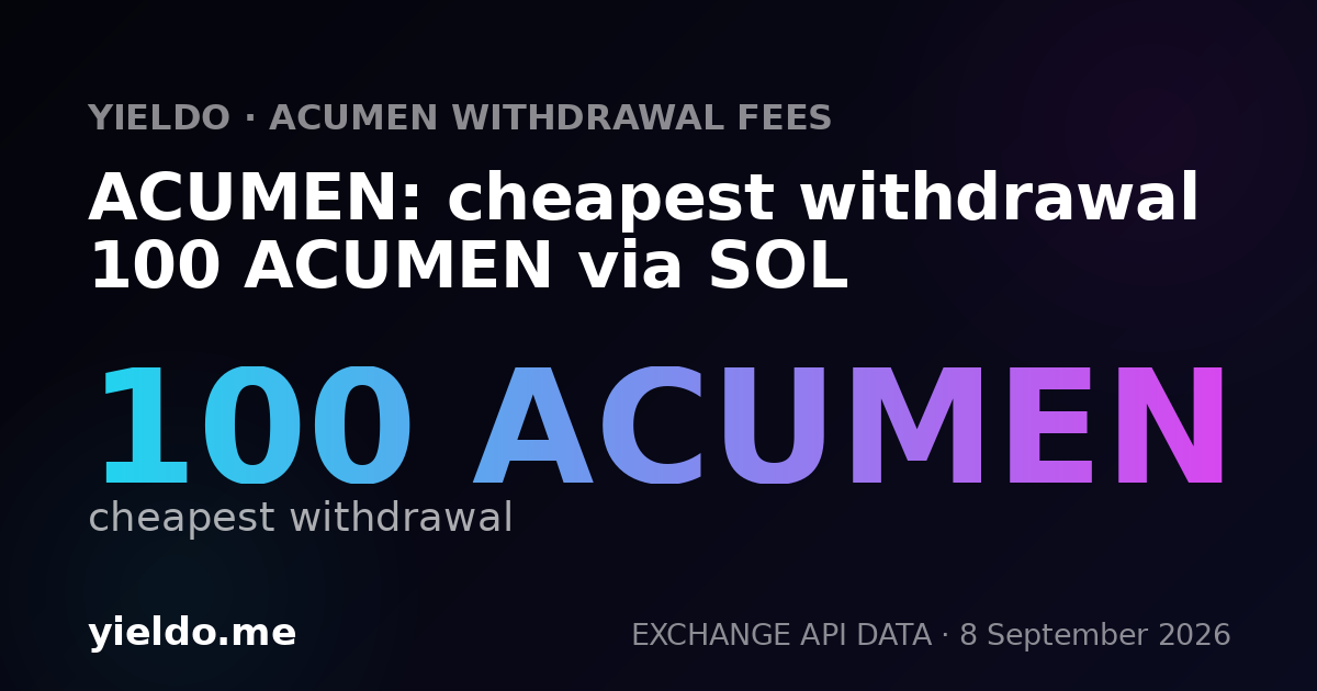 ACUMEN: cheapest withdrawal 100 ACUMEN via SOL