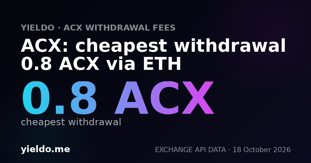 ACX: cheapest withdrawal 0.8 ACX via ETH