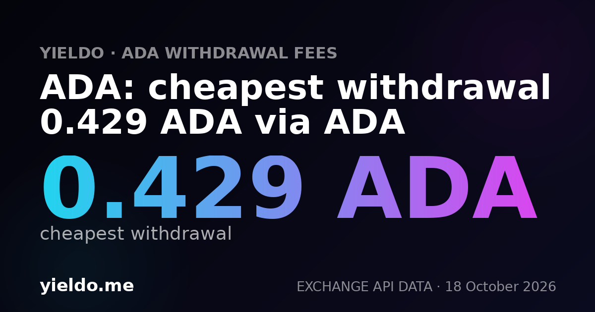 ADA: cheapest withdrawal 0.429 ADA via ADA